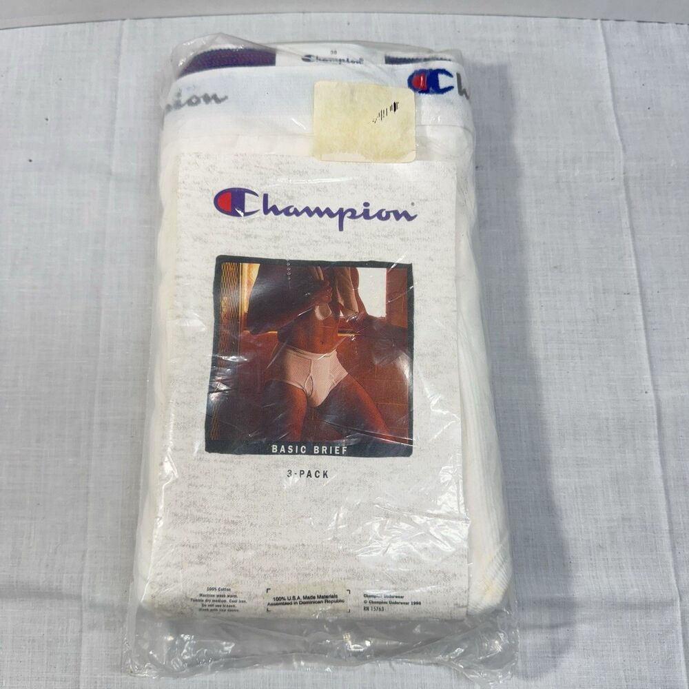 Vtg 1996 Champion Basic Brief 3-Pack Men’s Size 38 Tighty Whities NOS Open Box*